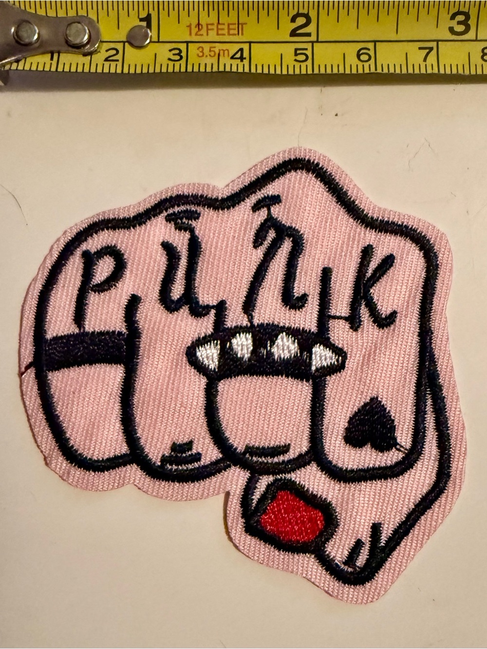 Pink 'Punk' Kids Iron-On Patch - Embroidered Fist Design